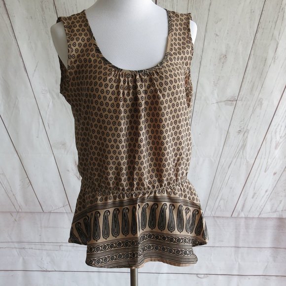 Mendocino Paisley Print Tie Back Sleeveless Peplum Top Blouse - Size Medium - Picture 1 of 7